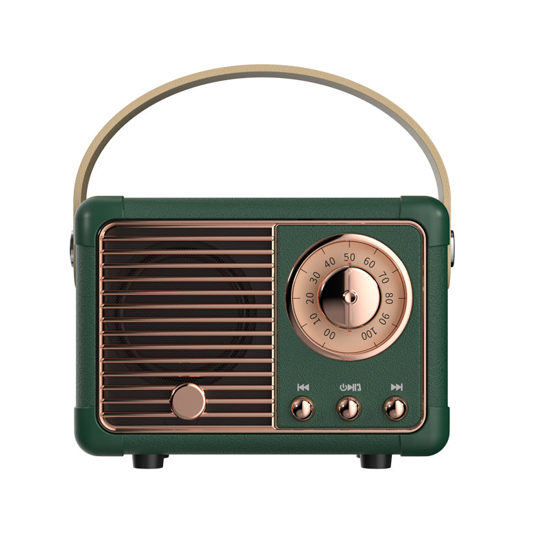 Dark green rose gold vintage retro inspired speaker with handle