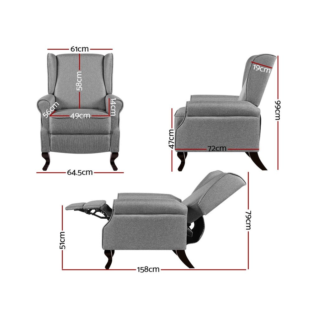 Luxury Fabric Recliner Armchair Grey-1