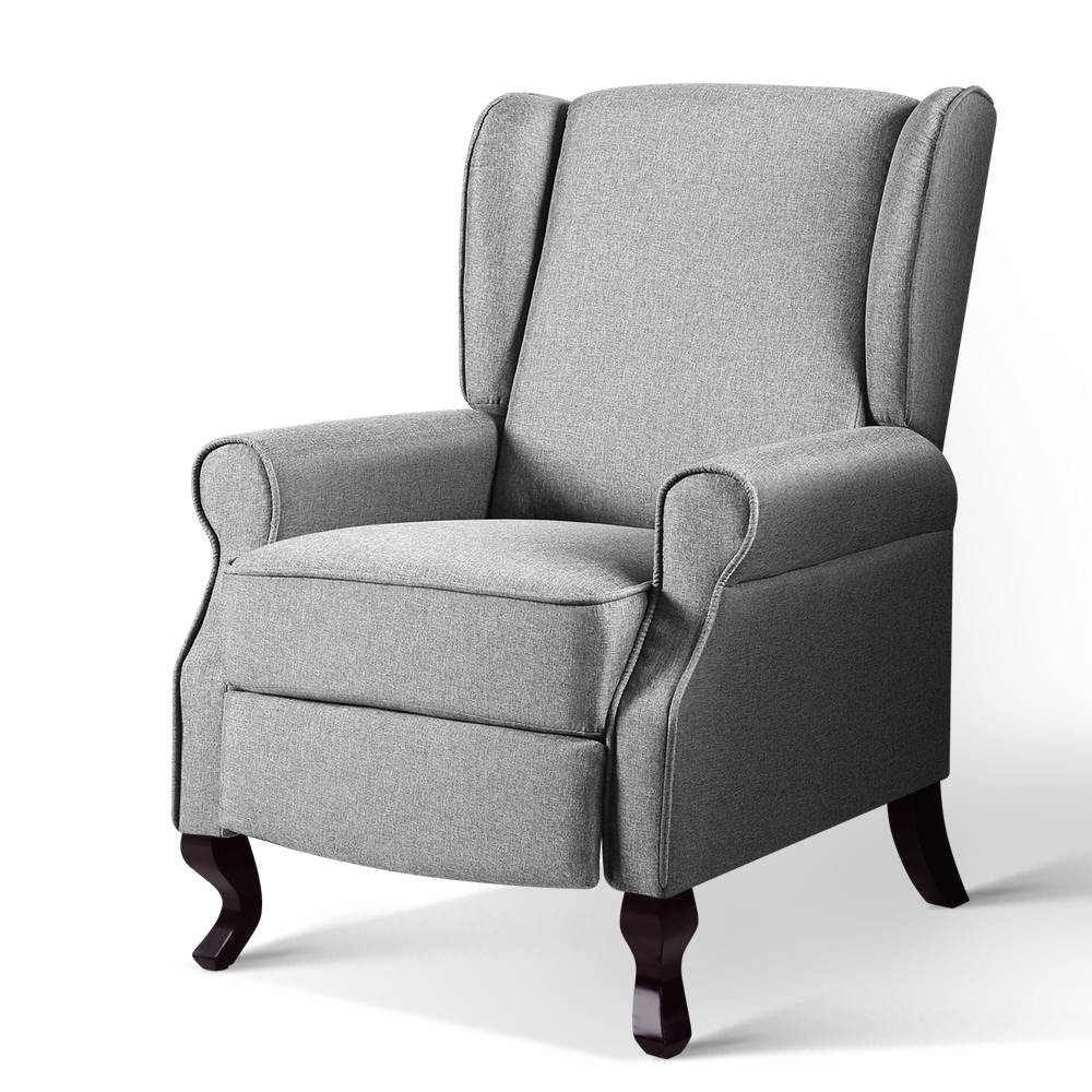 Luxury Fabric Recliner Armchair Grey-0