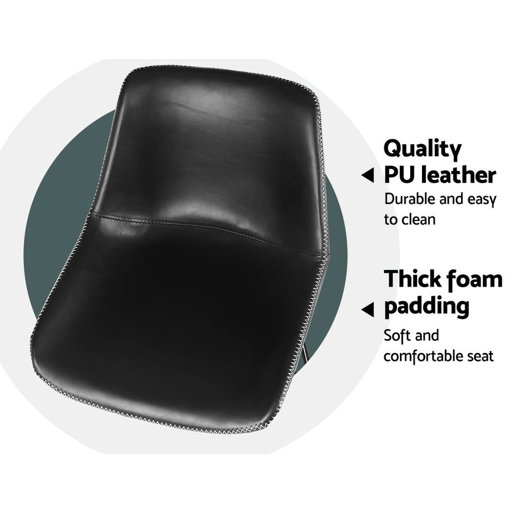 Black metal and PU leather bar stool with feature stitching with notations