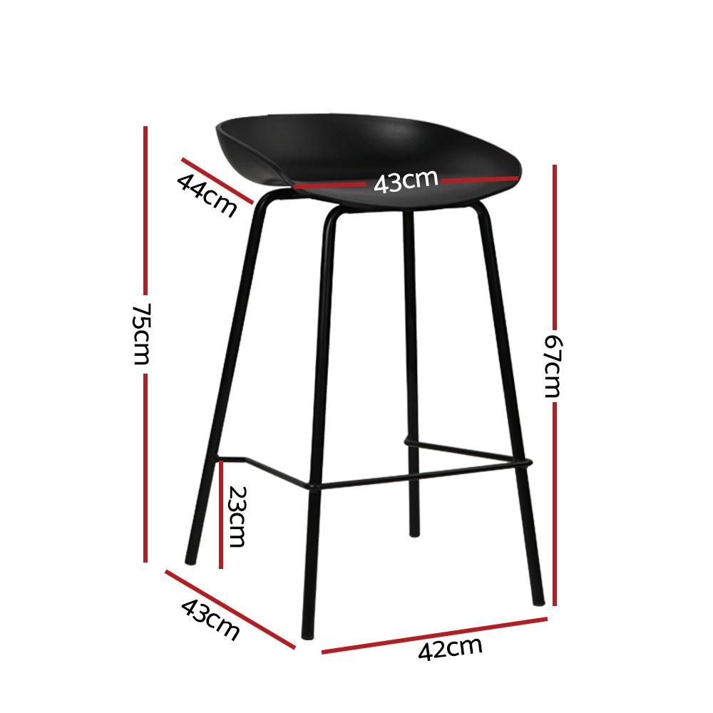 Black bar stool with low back with dimensions