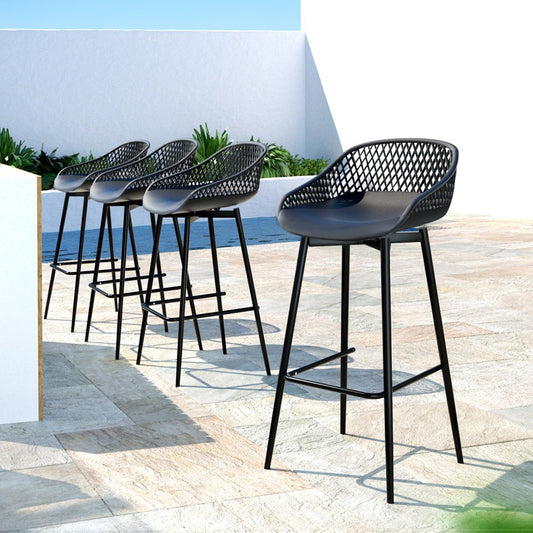 Set of 4 Outdoor Bar Stools Black-0