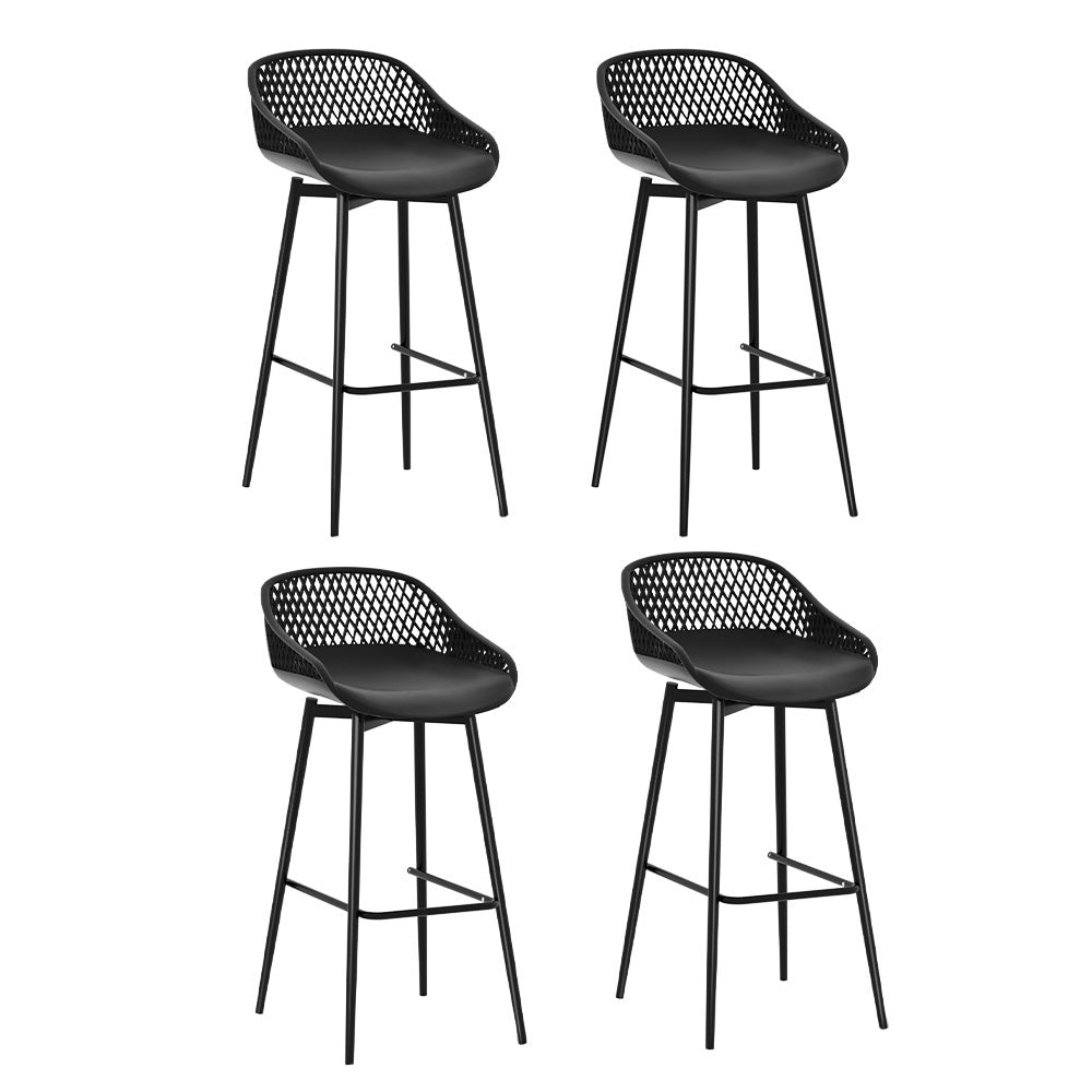 Set of 4 Outdoor Bar Stools Black-1