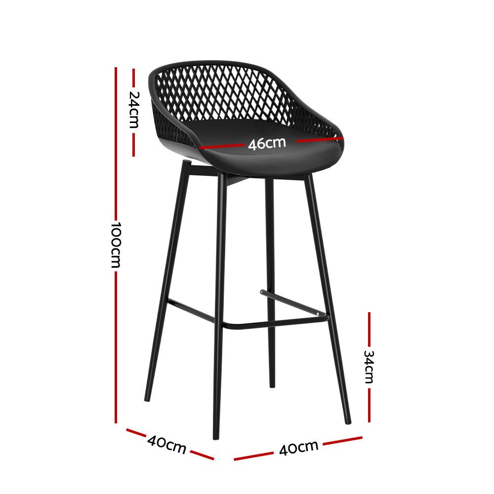 Set of 4 Outdoor Bar Stools Black-2