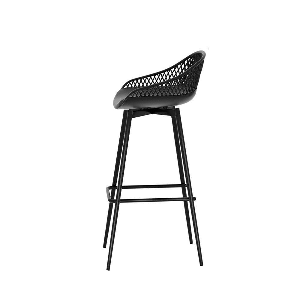 Set of 4 Outdoor Bar Stools Black-4