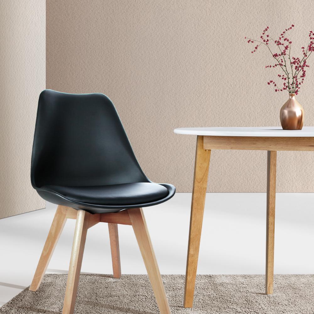 Modern dining chair black with beech wood legs