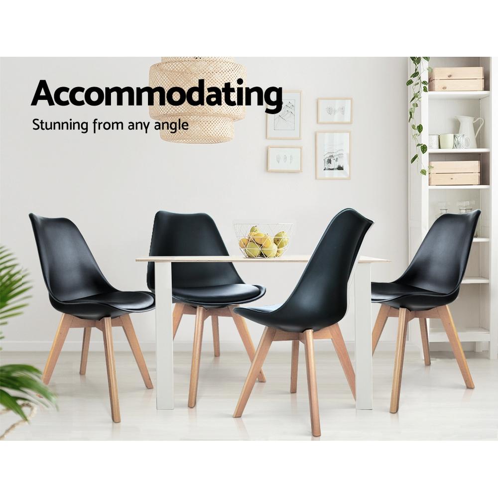 Modern dining chairs black with beech wood legs