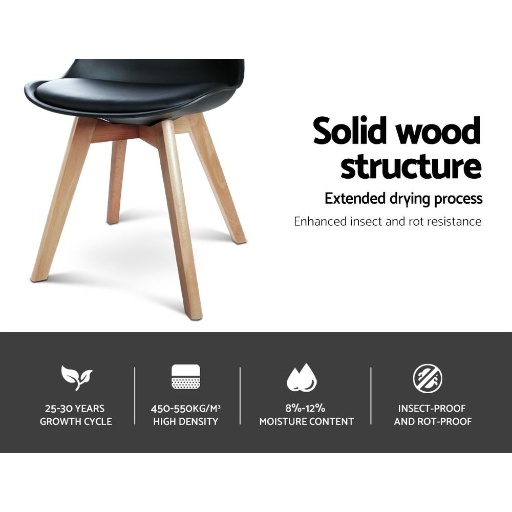 Modern dining chair black with beech wood legs and notations