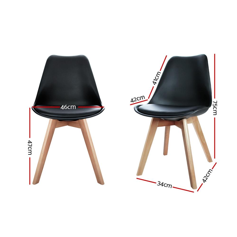 Modern dining chairs black with beech wood legs with dimensions