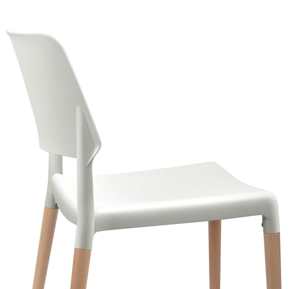 White and beech wood timber dining chair