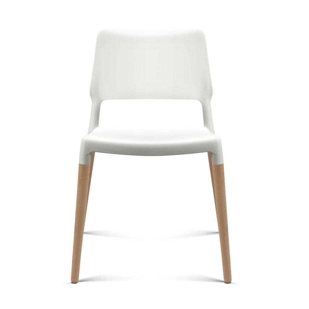 White and beech wood timber dining chair