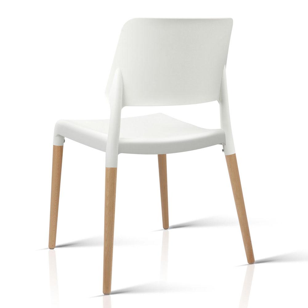 White and beech wood timber dining chair