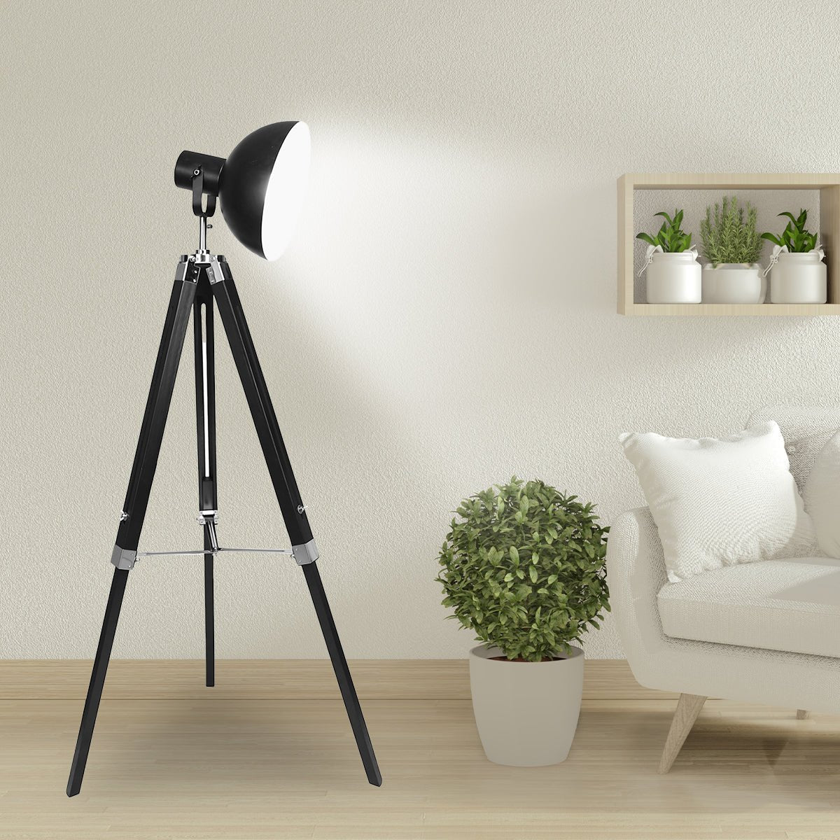 Tripod Floor Spot Lamp Reading Adjustable Height Metal Black-5