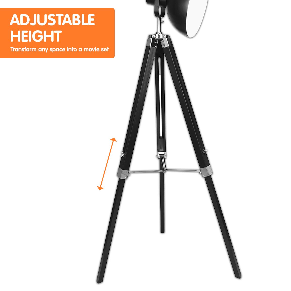 Tripod Floor Spot Lamp Reading Adjustable Height Metal Black-2