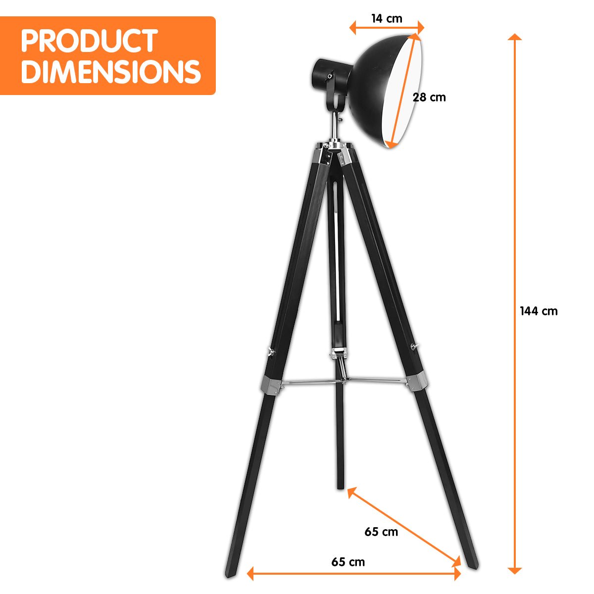 Tripod Floor Spot Lamp Reading Adjustable Height Metal Black-4