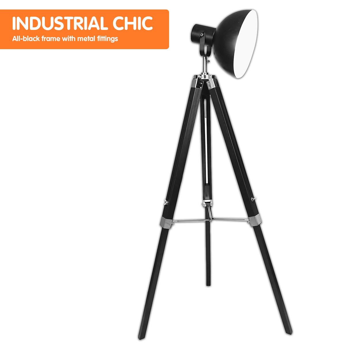 Tripod Floor Spot Lamp Reading Adjustable Height Metal Black-3